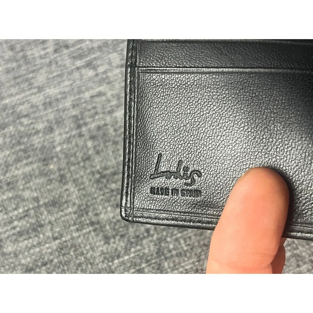 Lodis Black Leather Bifold Money Clip Wallet Made in Spain 6 Card Slots Slim